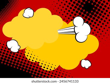 Mostly red cartoon backdrop, comic book background. Retro vector comics pop art design.