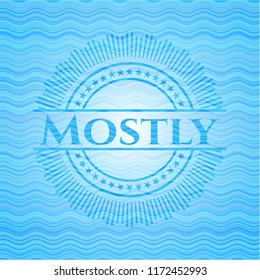 Mostly sky blue water wave emblem.