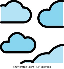 Meistens - Wettersymbol eingestellt. Hochwertige, ausgefüllte Skizze für die Vektorillustration von Webseiten und mobilen Applikationen.