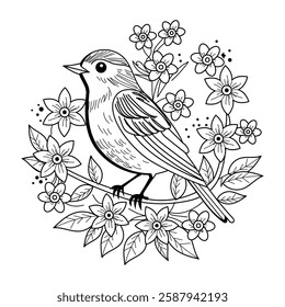 Motacilla sialis bird, vintage style illustration