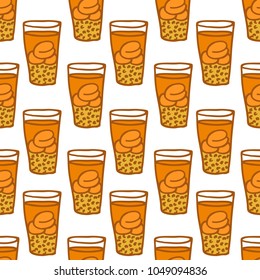 mote con huesillo. traditional Chilean summer-time non-alcoholic drink. seamless doodle pattern