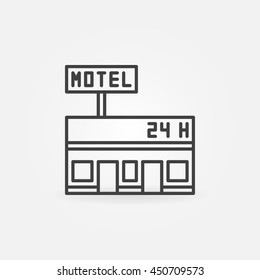 Motel building icon - vector thin line motel building symbol or sign