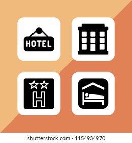motel icon. 4 motel set with accomodation and hotel vector icons for web and mobile app