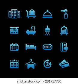 Motel icon set for web