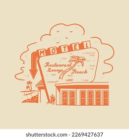 motel illustration beach graphic tropical design surf vintage t shirt