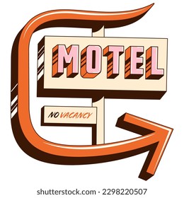Motel old signage, vintage trendy style. Summer trip.