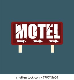 Motel retro street signboard, vintage banner vector Illustration