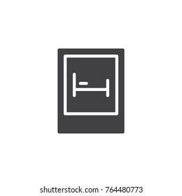 Motel road sign icon vector, filled flat sign, solid pictogram isolated on white. Symbol, logo illustration.