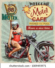 Motel Route 66 Vintage Poster