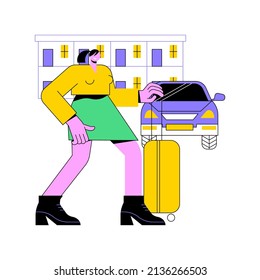 Motel service abstract concept vector illustration. Highway motel, bed and breakfast service, rooms for rent, place to stay, walk-in hotel, driver inn, short-term accommodation abstract metaphor.