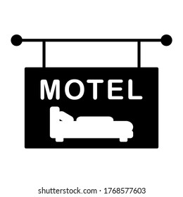 Motel sign board icon in trendy flat style design. Vector illustration isolated on white background.