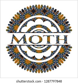 Moth arabesque style badge. arabic decoration.