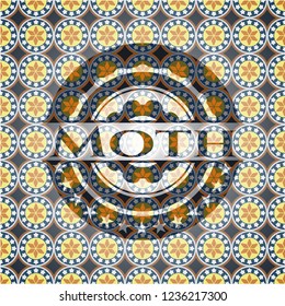 Moth arabic badge background. Arabesque decoration.