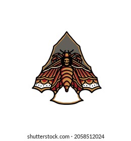 moth arrow traditional tattoo vector