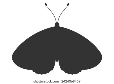 Moth black silhouette. Shape of moth or butterfly wings, front view, tattoo template. Simple insect icon, vector illustration