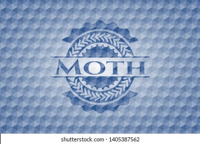 Moth blue hexagon emblem. Vector Illustration. Detailed.