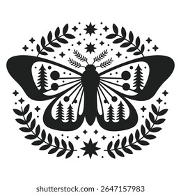 traça - Boho Mystic Moth clipart, Ilustração de inseto de traça bonita, beleza borboleta Design Sublimação