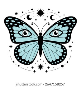 traça - Boho Mystic Moth clipart, Ilustração de inseto de traça bonita, beleza borboleta Design Sublimação