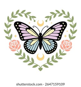 traça - Boho Mystic Moth clipart, Ilustração de inseto de traça bonita, beleza borboleta Design Sublimação