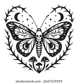 traça - Boho Mystic Moth clipart, Ilustração de inseto de traça bonita, beleza borboleta Design Sublimação