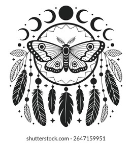 traça - Boho Mystic Moth clipart, Ilustração de inseto de traça bonita, beleza borboleta Design Sublimação