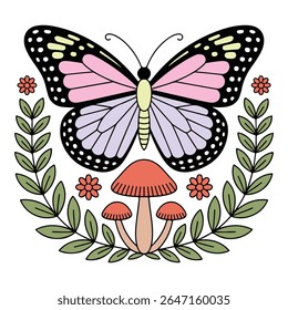 traça - Boho Mystic Moth clipart, Ilustração de inseto de traça bonita, beleza borboleta Design Sublimação