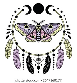 traça - Boho Mystic Moth clipart, Ilustração de inseto de traça bonita, beleza borboleta Design Sublimação