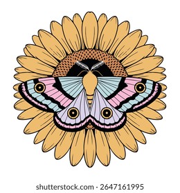 traça - Boho Mystic Moth clipart, Ilustração de inseto de traça bonita, beleza borboleta Design Sublimação