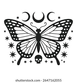 traça - Boho Mystic Moth clipart, Ilustração de inseto de traça bonita, beleza borboleta Design Sublimação