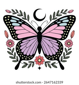 moth - Boho Mystic Moth clipart, Beautiful Moth Insect illustration, beauty butterfly Design Sublimation