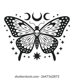 moth - Boho Mystic Moth clipart, Beautiful Moth Insect illustration, beauty butterfly Design Sublimation
