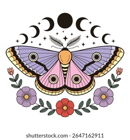 traça - Boho Mystic Moth clipart, Ilustração de inseto de traça bonita, beleza borboleta Design Sublimação