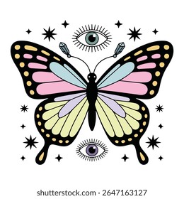 moth - Boho Mystic Moth clipart, Beautiful Moth Insect illustration, beauty butterfly Design Sublimation