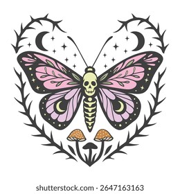 traça - Boho Mystic Moth clipart, Ilustração de inseto de traça bonita, beleza borboleta Design Sublimação