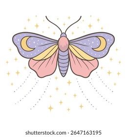 traça - Boho Mystic Moth clipart, Ilustração de inseto de traça bonita, beleza borboleta Design Sublimação