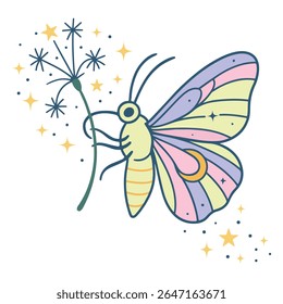 moth - Boho Mystic Moth clipart, Beautiful Moth Insect illustration, beauty butterfly Design Sublimation