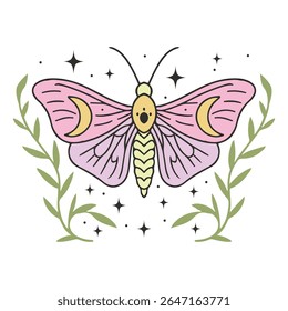 moth - Boho Mystic Moth clipart, Beautiful Moth Insect illustration, beauty butterfly Design Sublimation