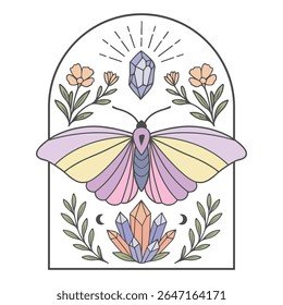 traça - Boho Mystic Moth clipart, Ilustração de inseto de traça bonita, beleza borboleta Design Sublimação
