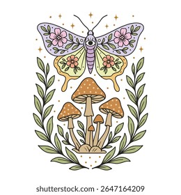 moth - Boho Mystic Moth clipart, Beautiful Moth Insect illustration, beauty butterfly Design Sublimation