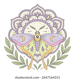 moth - Boho Mystic Moth clipart, Beautiful Moth Insect illustration, beauty butterfly Design Sublimation