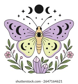 moth - Boho Mystic Moth clipart, Beautiful Moth Insect illustration, beauty butterfly Design Sublimation
