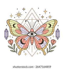 moth - Boho Mystic Moth clipart, Beautiful Moth Insect illustration, beauty butterfly Design Sublimation