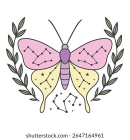 traça - Boho Mystic Moth clipart, Ilustração de inseto de traça bonita, beleza borboleta Design Sublimação