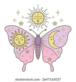 traça - Boho Mystic Moth clipart, Ilustração de inseto de traça bonita, beleza borboleta Design Sublimação