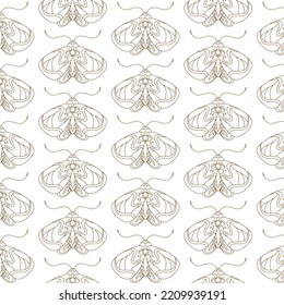 Moth butterflies. Line art. Vector pattern with hand drawn minimalistic illustration. Creative abstract artwork . Template for card, poster, banner, print for t-shirt, pin, badge, patch.