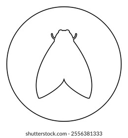 Moth butterfly clothing icon in circle round black color vector illustration image outline contour line thin style