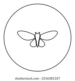 Moth butterfly clothing icon in circle round black color vector illustration image outline contour line thin style