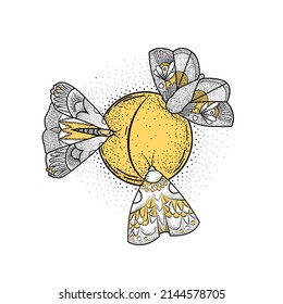 moth butterfly design for tattoo, t-shirt print, poster. Hand drawn vector illustration isolated.
