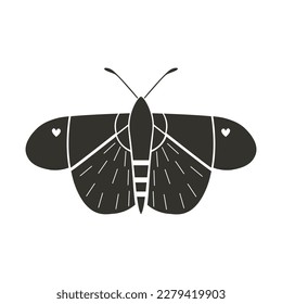 Moth o mariposa con un patrón de fantasía. Icono de insecto geométrico. Ilustración vectorial decorativa.