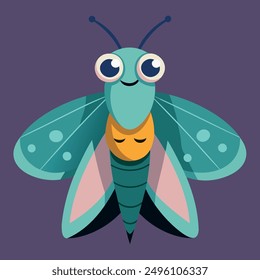 Ilustración de color de polilla. Ilustración de dibujos animados de mariposa nocturna. Icono plano de insecto volador Vector. Diseño de logotipo de polilla de halcón. Vector del insecto de la polilla aislado.